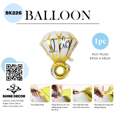 Bóng Kiếng Hình Wedding - Nhẫn 01 - BK226