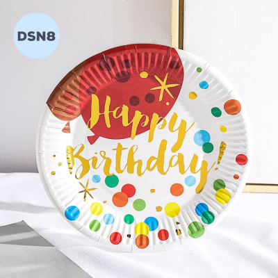 Dĩa Sinh Nhật - Dĩa Chấm Bi Mix ( Set 10 ) - DSN8