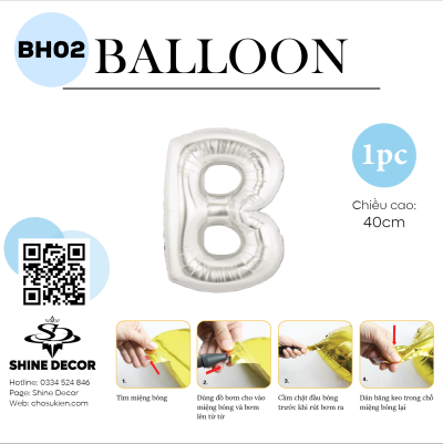 Bóng kiếng chữ bạc 40cm - BH02