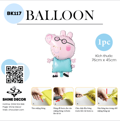 Bóng Kiếng Hình Nhân Vật Hoạt Hình - Heo Peppa Xanh - BK117