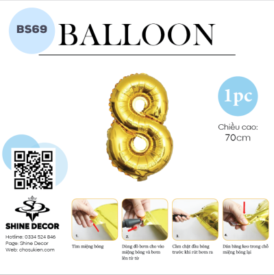 Bóng kiếng số vàng gold - BS69