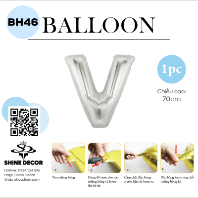 Bóng kiếng chữ bạc 70cm - BH46