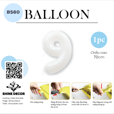 Bóng kiếng số trắng - BS60