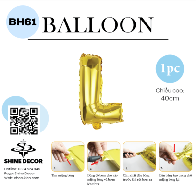 Bóng kiếng chữ vàng 40cm - BH61