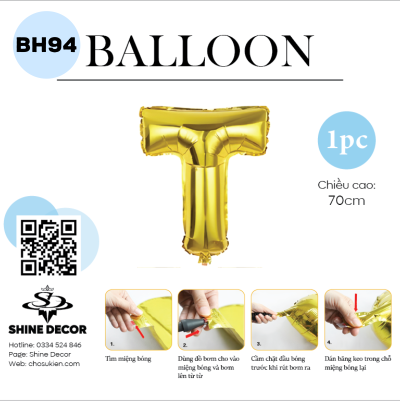 Bóng kiếng chữ vàng 70cm - BH94