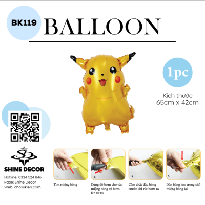 Bong Bóng Hình Nhân Vật Hoạt Hình - Pikachu - BK119