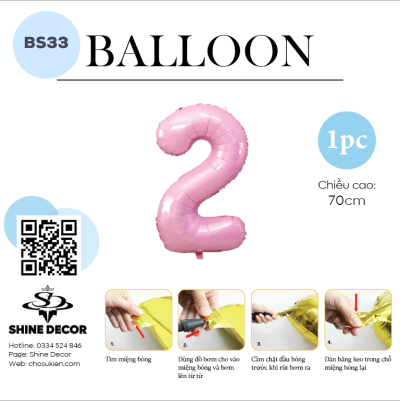 Bóng kiếng số hồng pastel - BS33