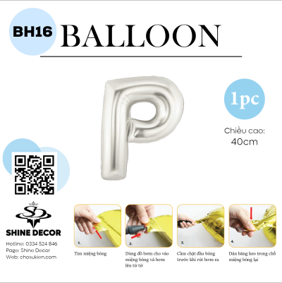 Bóng kiếng chữ bạc 40cm - BH16