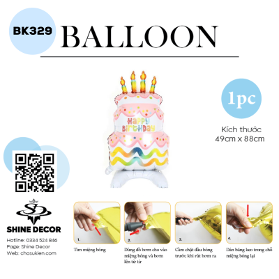 Bong Bóng Hình Bánh Kẹo - Bánh Kem Hồng - BK329