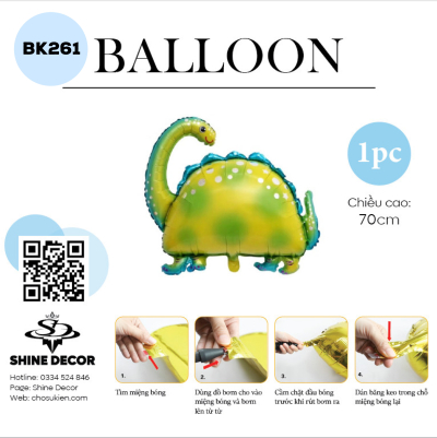 Bong Bóng Hình Khủng Long - Xanh răng Cưa - BK261