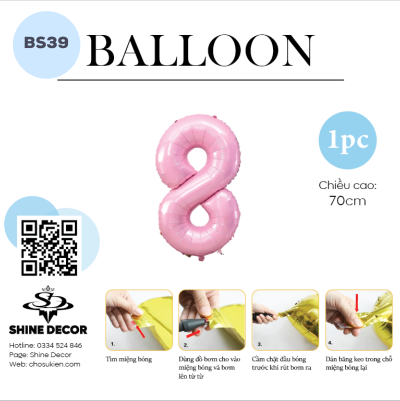 Bóng kiếng số hồng pastel - BS39