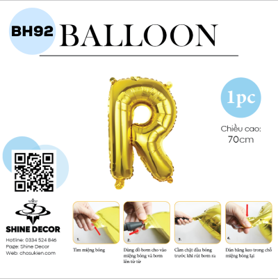 Bóng kiếng chữ vàng 70cm - BH92