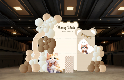 Mẫu trang trí mèo nâu pastel