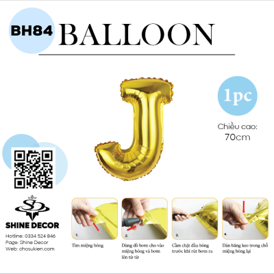 Bóng kiếng chữ vàng 70cm - BHV84