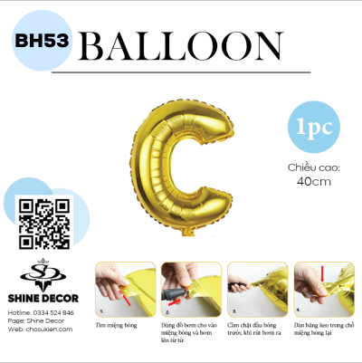 Bóng kiếng chữ vàng 40cm - BH53