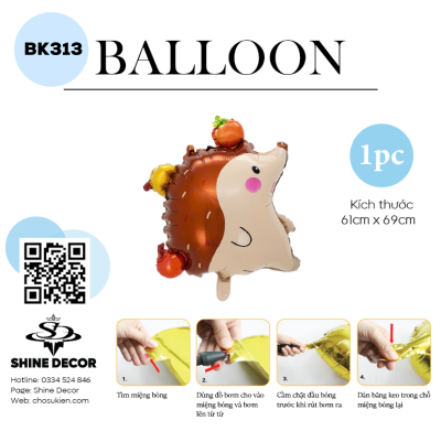 Bong Bóng Kiếng Hình Con vật - Nhím Nâu - BK313