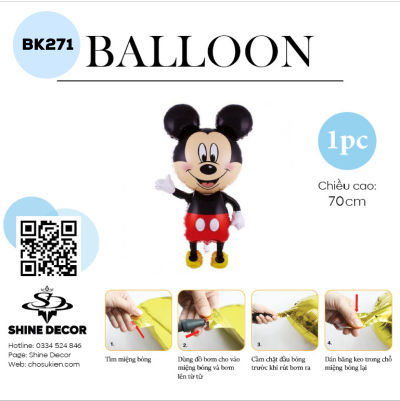 Bóng Bóng Hình Nhân Vật Hoạt Hình - Chuột Mickey - BK271