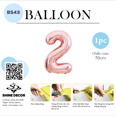 Bóng kiếng số rose gold - BS43