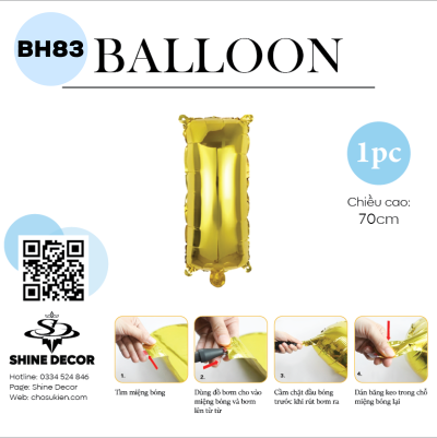 Bóng kiếng chữ vàng 70cm - BH83