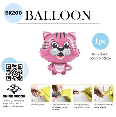 Bong Bóng Kiếng Hình Con vật - Hổ Hồng - BK200