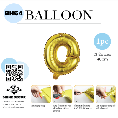 Bóng kiếng chữ vàng 40cm - BH64