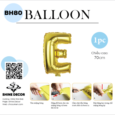 Bóng kiếng chữ vàng 70cm - BH80