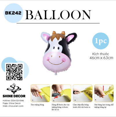 Bong Bóng Kiếng Hình Con vật - Bò Sữa - BK242