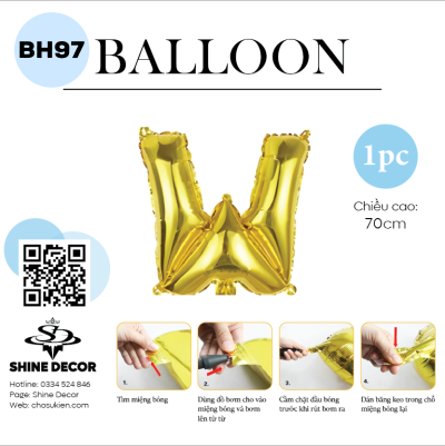 Bóng kiếng chữ vàng 70cm - BH97