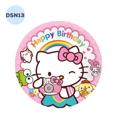 Dĩa Sinh Nhật - Dĩa Sọc Hello Kitty ( Set 10 ) - DSN13