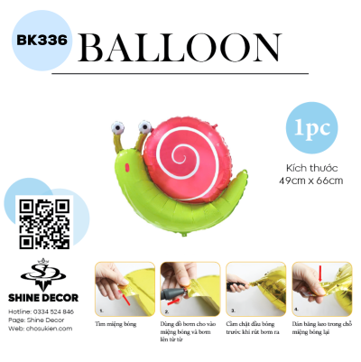 Bong Bóng Kiếng Hình Con vật - Ốc Sên Xanh - BK336