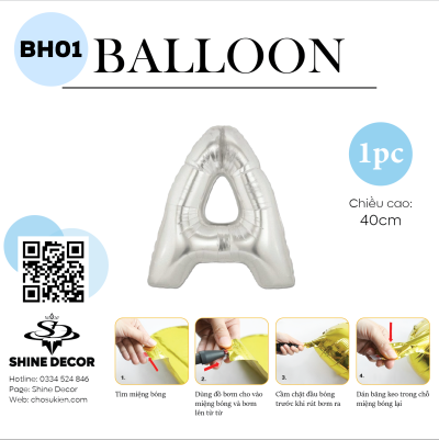 Bóng kiếng chữ bạc 40cm - BH01