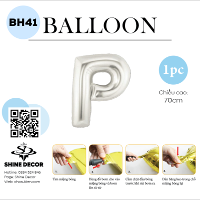 Bóng kiếng chữ bạc 70cm - BH41