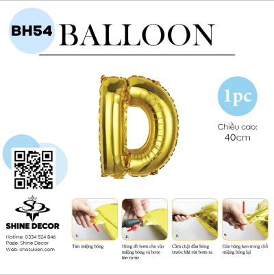 Bóng kiếng chữ vàng 40cm - BH54