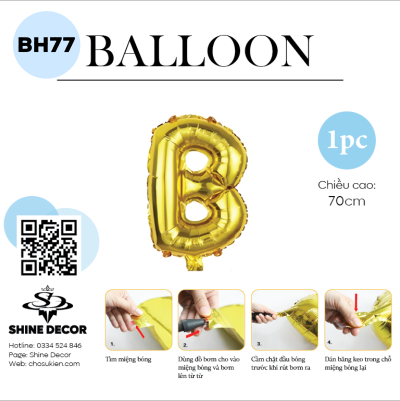 Bóng kiếng chữ vàng 70cm - BH77