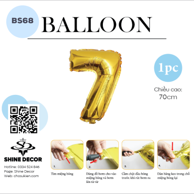 Bóng kiếng số vàng gold - BS68