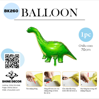 Bong Bóng Hình Khủng Long - Xanh Cổ Dài - BK249