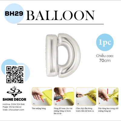 Bóng kiếng chữ bạc 70cm - BH29