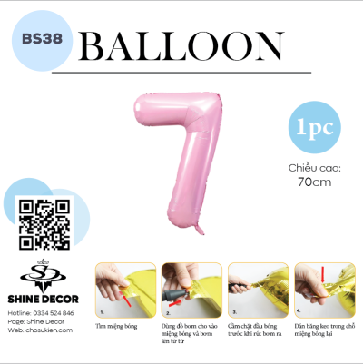 Bóng kiếng số hồng pastel - BS38