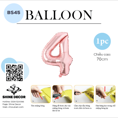 Bóng kiếng số rose gold - BS45