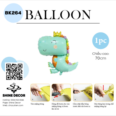 Bong Bóng Hình Khủng Long - Vương Miện - BK264