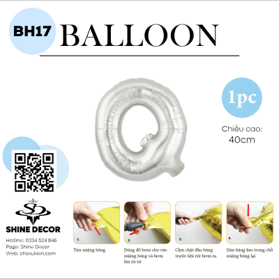 Bóng kiếng chữ bạc 40cm - BH17