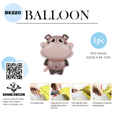 Bong Bóng Kiếng Hình Con vật - Hà Mã - BK220
