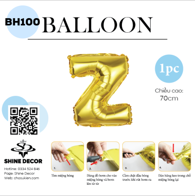 Bóng kiếng chữ vàng 70cm - BH100