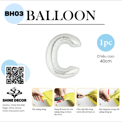 Bóng kiếng chữ bạc 40cm - BH03