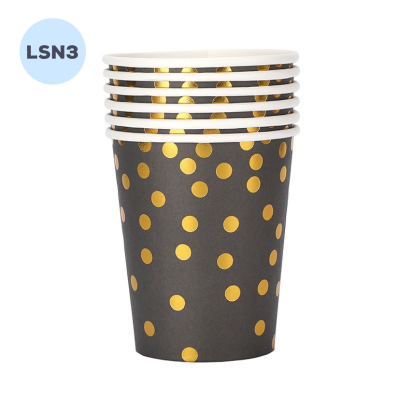 Ly Sinh Nhật - Ly Đen Chấm Bi To ( Set 10 ) - LSN3