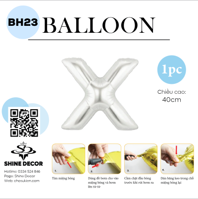 Bóng kiếng chữ bạc 40cm - BH23