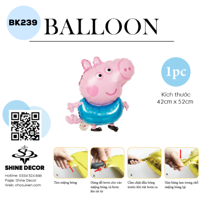Bong Bóng Hình Nhân Vật Hoạt hình - Hep Peppa Xanh - BK239
