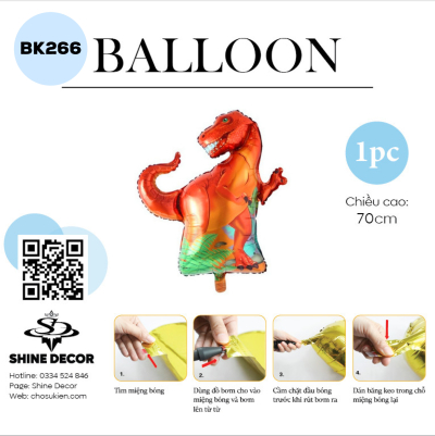 Bong Bóng Hình Khủng Long - Cam Dữ Dằn - BK266