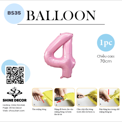 Bóng kiếng số hồng pastel - BS35