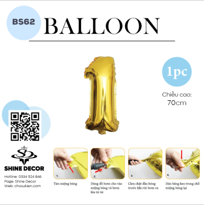 Bóng kiếng số vàng gold - BS62